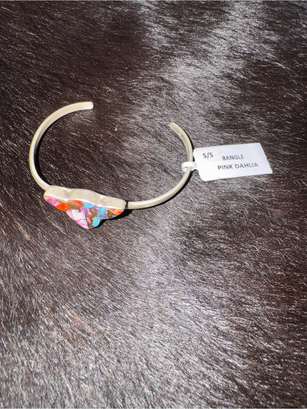 Sterling Silver and Pink Dahlia Cuff Bracelet- New With Tags